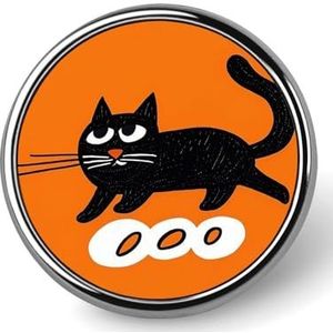 Unisex reversspeldjes ronde revershoed speldjes broches schattige zwarte kat badge pinnen geschikt voor decoratie en geven aan vrienden, Circular, Aluminium, Kwartsiet