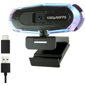 60 Streaming Camera | Soepele video, autofocus, privacybescherming | Plug & Play USB-webcam met gratis Type-C-adapter for gamen, conferenties, video's