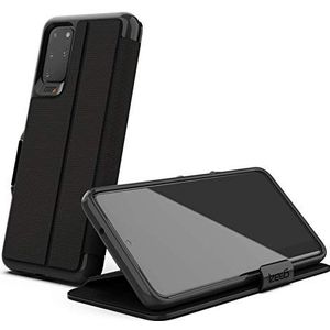 Gear4 Oxford Eco Folio ontworpen voor Samsung Galaxy S20+ hoes, beschermhoes beschermd door D3O telefoonhoes, gerecyclede kunststof boekhoes - zwart