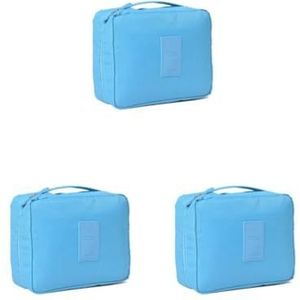 Cosmetische Opbergtas Waterdichte Grote Capaciteit Draagtas Toiletartikelen Pouch Case Thuis Make-up Wassen Pocket Vrouwen Meisjes Rode Wijn, 3 Set (hemelsblauw), as description, als beschrijving