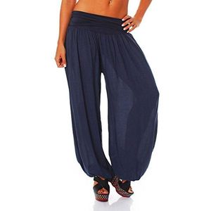 malito dames pofbroek kort in effen kleuren | Harembroek om te dansen | Aladdinbroek om te chillen - Vrijetijdsbroek 1482 (donkerblauw)