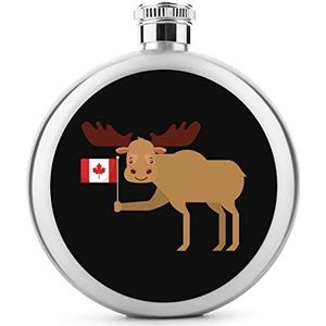 Leuke Moose Canada Vlag Heupfles 5oz Lekvrije Drank Fles Roestvrij Staal Wijnfles voor Bruiloft Party Geschenken