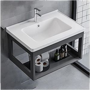 Kleine wastafels voor kleine ruimtes Wandgemonteerde gootsteen Wastafels voor badkamers (Color : Hot and cold faucet, Size : 50 * 30cm)