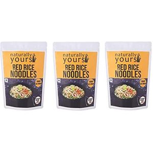 Naturally Yours Red Rice Noodles Pouch | No Refined Flour, Not Fried, Vegan, No Preservatives, Includes Seasoning Pack Inside | (Pack of 3, Each Pack Contains 180g)