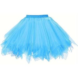 Boolavard Volwassen Vrouwen 80's Tutu Rok Gelaagde Tule Petticoat Halloween Tutu, Lichtblauw, S/M