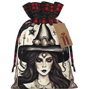 Magic Witch Witchcraft Bohemian Herbruikbare Gift Bag - Trekkoord Kerst Gift Bag, Perfect voor Feestelijke Seizoenen, Kunst & Craft Tas