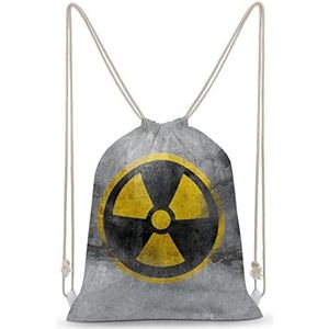 Geel nucleair radioactief symbool reactor teken trekkoord rugzak string tas zak canvas sport dagrugzak voor reizen gym winkelen