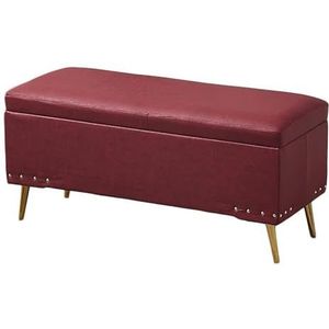 Moderne Scandinavische rechthoekige technische stoffen poef voetsteun woonkamer slaapkamer bedkruk bank bank schoenwisselkruk comfortabel en duurzaam (Color : Red, Size : 80x40x45cm)