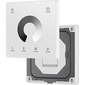 Afstandsbediening touchscreen voor wandmontage DC12V-24V CCT/RGB/RGBW/dimmer voor RGB-ledstrips (1-zone TW1-W dimming)