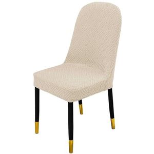 Eetkamerstoelhoes, eetkamerstoelhoezen, Stretch eetkamerstoelhoezen, afneembare stoelhoes met elastische onderkant gebogen rugleuning stoelhoezen wasbaar for woonkamer-roze-set van 2(Color:Beige)
