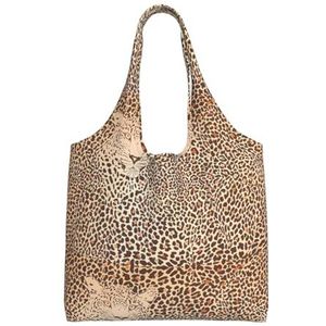 YIFEIWSHH Grappige Leopard Skins Extra Grote Capaciteit Schouder Canvas Tas Voor Winkelen Reizen Dagelijks Gebruik, Zwart, Eén maat