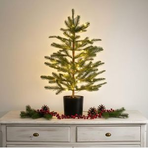 Led-dennenslinger met sneeuw en glitter, warm wit verlicht, 274 cm