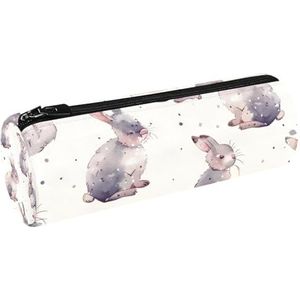 VAPOKF Konijntjes Canvas Pen Etui Portemonnee Cosmetische Make-up Tas Voor Student Briefpapier School Kantoor Opslag, Meerkleurig, 20x6.3cm/7.9x2.5in, Potlood Gevallen
