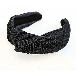 Hoofdbanden Voor Dames Denim Tie Dye Knoop Haarband Cross Hoofdband for Dames Meisjes Haaraccessoires Hoofdbanden (Size : Black 2)