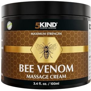5kind Maximale kracht Bijgengif crème 100ml - Natuurlijke massage van gewrichten & spieren, onderrug, knieën, schouders, heupen & voeten - Verantwoordelijk gewonnen hoogwaardig bijengif wrijfmiddel