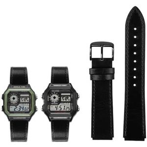 Fit for Casio G-Shock AE-1200WH/1300/1000/A159/A158 AQ-S810W MRW-200H Band Lederen Band heren Retro Horlogeband Armband 18mm (Color : Black black pin, Size : 18mm)