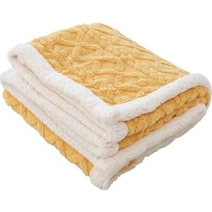 130X160cm Dikke Beddeken Winter Dubbele Dikke Lamswollen Deken Zwaargewicht Decoratieve Beddeken Bedsprei Op Bed(yellow)