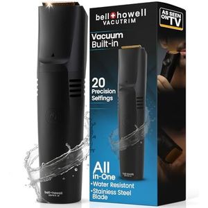 Bell+Howell Vacutrim Draadloze baardtrimmer voor mannen, oplaadbaar elektrisch scheerapparaat met 20 snijinstellingen