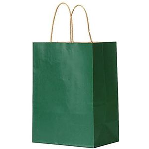 Geschenkzakken 10/20 stuks kleur kraftpapier zak met handgrepen festival geschenkzak boodschappentassen geschenkdoos (kleur: groen, maat: 21 x 27 x 11 cm / 20 stuks)