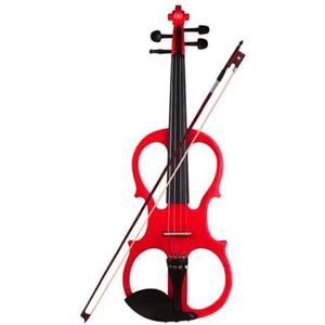 Viool Set 4/4 elektrische viool, volledig lindehout, viool, snaarinstrument, kabelaansluiting, stil (Color : Red)