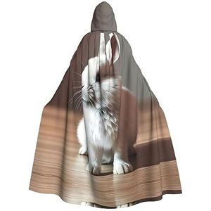 FRGMNT Cry wit konijnenprint Unisex volledige lengte capuchon mantel feestmantel perfect voor carnaval carnaval cosplay