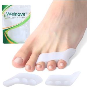 Welnove Gel Pinky teenscheiders - 8 stuks Pinky Toe Spacers, Bunion Kussens Pads voor Vrouwen en Mannen, Siliconen Kleine Teen Beschermers voor het voorkomen van Wrijven & Verlicht Druk (Wit)