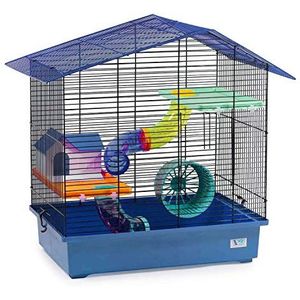 Decorwelt Hamsterstokken, blauw, buitenmaten, 58,5 x 38,5 x 55 cm, knaagkooi, hamster, plastic kleine dieren, kooi met accessoires