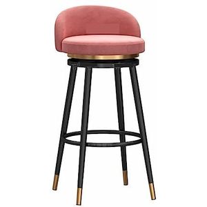 Barkruk Ronde Barkruk 360° Draaibare Stoel Home Back Chair Receptie Barkruk Zwarte Poten Fluwelen Blad Pub Stoel Thuis Keuken (Color : Rosa, Size : 65cm Sitting Height)