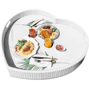 pallet， Drijvende lade for zwembad, drijvende lade met handvat, for het serveren van drankjes, brunch, eten op het zwembad(White)