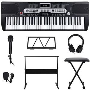 Volledige Grootte 61-toetsen Digitale Elektronische Keyboard-pianoset Met Keyboardstandaard En Bank Draagbaar Keyboard Piano