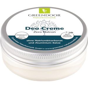 GREENDOOR Deo Crème Zero Natron veganistisch, 50 ml, zonder natriumbicarbonaat tegen zweetgeur, deodorant met salie voor bijzonder gevoelige huid, natuurlijke cosmetica, subtiele uniseks geur
