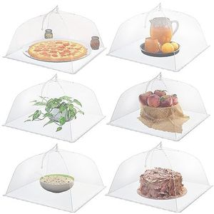 Cankypu Simply Genius (6 stuks) Grote en hoge 17x17 pop-up mesh voedselhoezen Tentparaplu voor buiten, schermtenten, feests, picknicks, barbecues, herbruikbare en opvouwbare voedseltenten