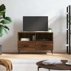 AUUIJKJF Entertainmentcentra en tv-standaards Tv-meubel Bruin Eiken 80x36x50 cm Engineered Houten Meubels