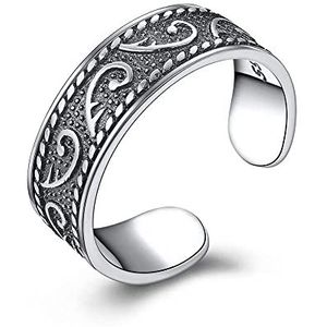 925 zilveren ring, verstelbare ringen voor dames, Ringen for dames Dames verstelbare open ringen - Vintage open vingerring for dames - S925 oud gesneden patroon duimring, effen kleur effen cirkel vers