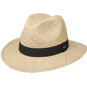 Lipodo Mantigo Traveller Raffia StroHoed Dames/Heren - Made in Italy zomer hoed stro zonnehoed met ripsband voor Lente/Zomer - L (58-59 cm) naturel