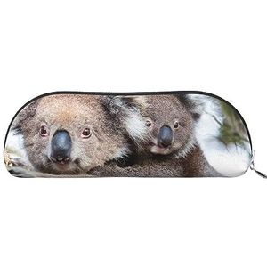IguaTu Koala Bear lederen pennenetui - make-uptas met gladde ritssluiting - muntentas - organizer voor kantoorbenodigdheden, Zilver, Eén maat, Schooltas