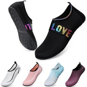Waterschoenen Duikschoenen Badschoenen Dame Heren Antislip Superlicht Snel Drogen Surfen Strand Zwembad Uniseks（Bunte LOVE 44/45）