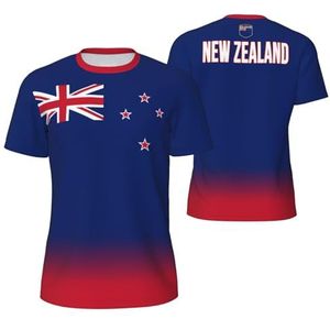Sport Mesh T-Shirt Nieuw-Zeeland Vlag Kiwi voor Running Bike Voetbal Tennis Voetbal Fitness Tees 3D Gedrukt, Meerkleurig, M