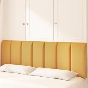 HEFJIAYCIQ Gestoffeerd Hoofdeinde Voor Full & Queen Size Bed, Zelfklevende 3D-Muurpanelen, Anti-Collision Muurpaneel Voor Slaapkamer/Woonkamer,Geel,120x65cm