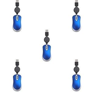 Mealoodiousmusea 5 set Computer Ultra-lichtgewicht 3 Knoppen Muis Bedraad Universele Telescopische Intrekbare Ergonomische Ontwerp Gaming Muizen Kantoor Blauw