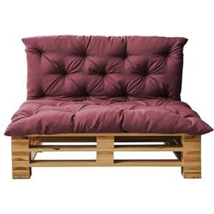 chilly pilley® palletkussen gewatteerd met schuimvlokkenvulling - zitkussen en rugleuning - binnen & buiten, vele kleuren - donkerrood