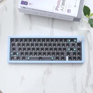 QPSJXN Aanpasbaar Mechanisch Toetsenbord GMK67 65% Pakking Hot-swappable Bluetooth 2.4G Draadloos RGB Backlit Ontwerp (GMK67 blauw)
