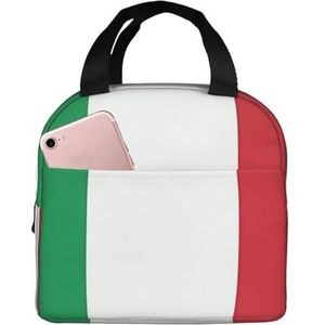 Italiaanse vlag Unisex verdikte geïsoleerde lunchtas met voorvak voor werk reizen wandelen picknick