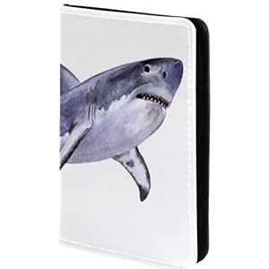 Gepersonaliseerde paspoorthouder Paspoort Cover Paspoort Portemonnee Reizen Essentials Shark Patroon, Meerkleurig, 11.5x16.5cm/4.5x6.5 in
