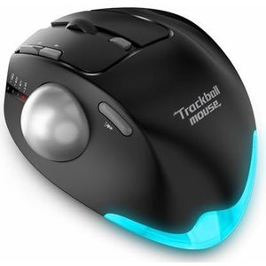zelotes Draadloze Trackball Muis,Bluetooth Muis,Duimbediening,Oplaadbaar,4800DPI,8 Knoppen, Ergonomische Muis,Muis Draadloos Bluetooth,Wireless Mouse voor Laptop,PC,Tablets
