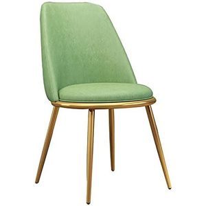 GEIRONV 1 Stuk Moderne Eetkamerstoel,voor Thuis Woonkamer Slaapkamer Balkon Lounge Stoel Leer Gouden Been Receptie Stoel Eetstoelen (Color : Green)