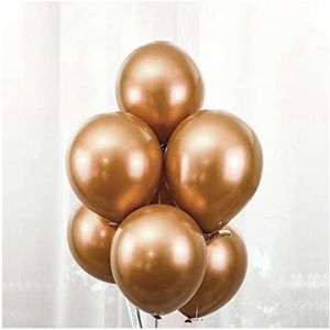 Ballonnen 50/100 stks metallic latex ballonnen 5/10/12 inch goud zilver chroom ballon bruiloft verjaardag decoraties gouden feestartikelen Heliumballonnen (Color : Rose gold, Size : 12inch)