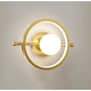 LANGDU Moderne eenvoudige ronde wandlamp LED-wandlamp Scandinavische stijl slaapkamer nachtkastje wandkandelaar acryl binnen wandgemonteerde lamp for slaapkamer bed studeertrap hal (Color : Gold)