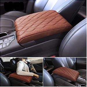 Auto Armsteun Pad Zachte PU Anti Kras Universele Waterdichte Doos Cover Kussen Slip Middenconsole Antislip Armsteun (Color : Brown)