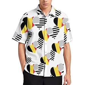 België Vlag En Amerikaanse Vlag Hawaiiaanse Shirt Voor Mannen Zomer Strand Casual Korte Mouw Button Down Shirts met Zak